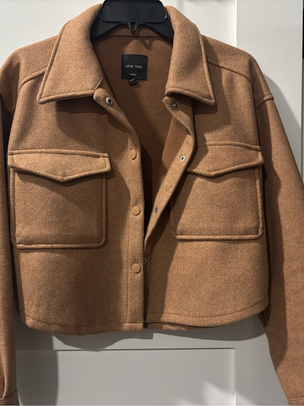 Love Tree Cropped Utility Jacket in Camel Brown